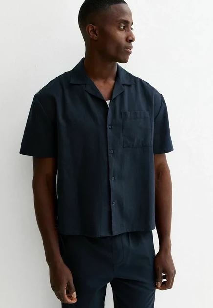 Мужская рубашка New Look Navy Relaxed, темно-синяя