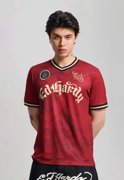 Футболка унисекс Ed Hardy Soaring Dragon, темно-красная