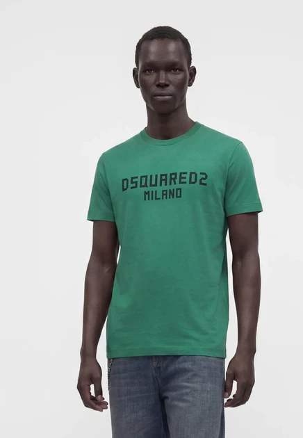Мужская футболка Dsquared2 Milano Cool Fit с принтом, белая, зелёная