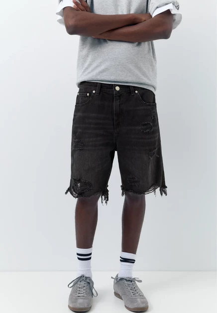 Мужские джинсовые шорты Pull&Bear, черные