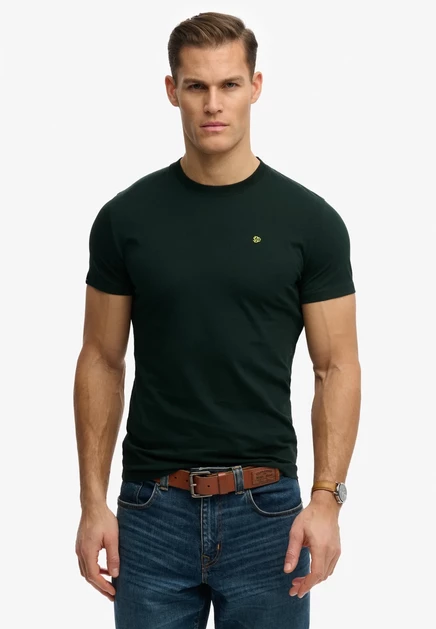 Superdry & Co SUPERDRY ESSENTIAL SD&CO LOGO EMBROIDERED T-SHIRT.. - Basic T-shirt - stormy weather blue navy forest green fluro yellow