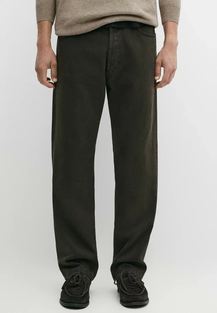 Massimo Dutti TAPERED FIT JEANS - Straight leg jeans - dark brown dark brown