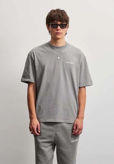 Pegador LOGO OVERSIZED TEE - Basic T-shirt - grey/white washed grey