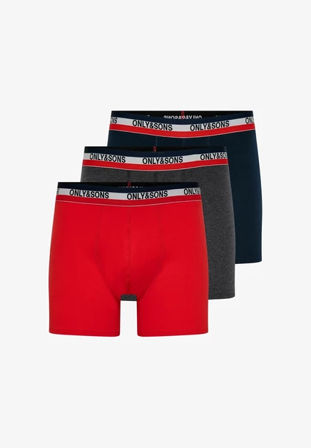 Only & Sons ONSFITZ SOLID BLACK TRUNK 3PACK - Boxer briefs - black/white dark grey melange
