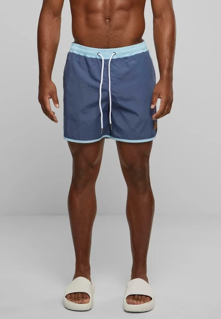 Urban Classics RETRO - Swimming shorts - white magicmango vintageblue oceanblue