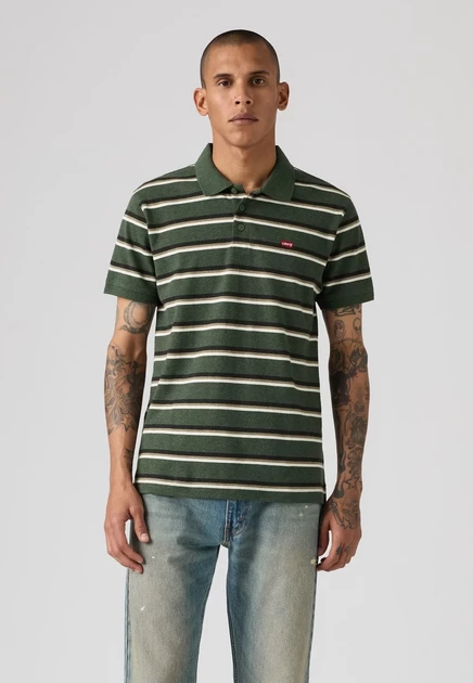 Levi's® Polo shirt - white damian stripe duffel green heather pique