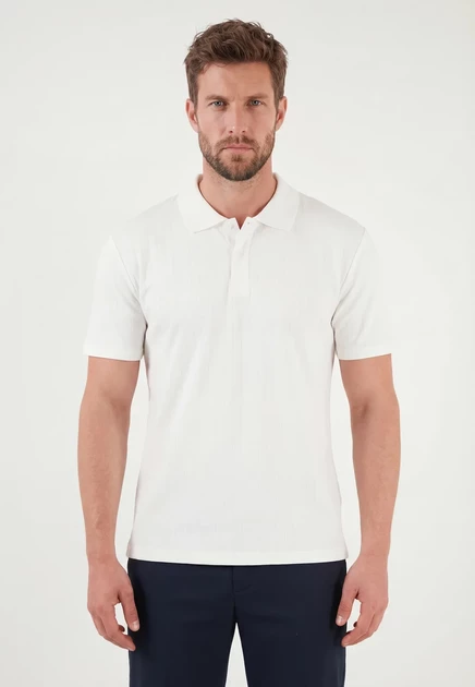 Мужское поло Lela & Buratti Regular Fit, молочное