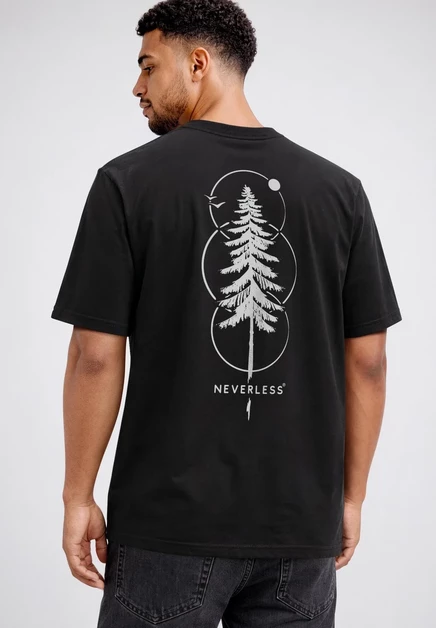 Мужская футболка Neverless Outdoor Baum, белая/чёрная