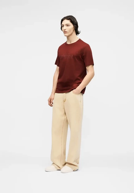 Мужская базовая футболка Jack & Jones Catskills, бордовая