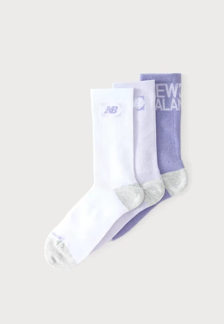 Унисекс носки New Balance Multi Logo Crew, 3 пары, сиреневые