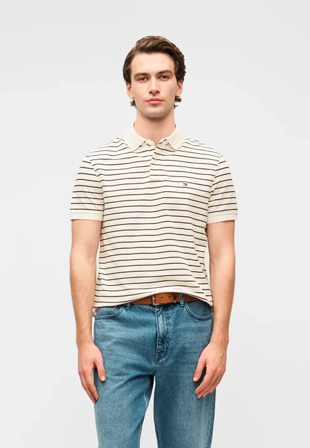 Мужское поло Tommy Hilfiger 1985, шоколадное с черным