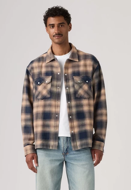 Мужская рубашка Levi's в клетку, сине-кремовая