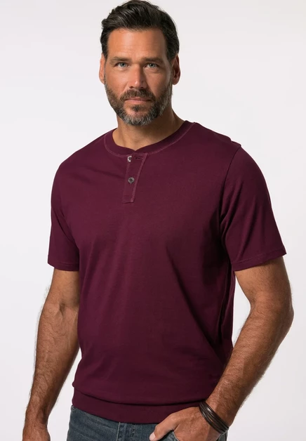 Мужская футболка JP1880 Henley, темно-рубиновая