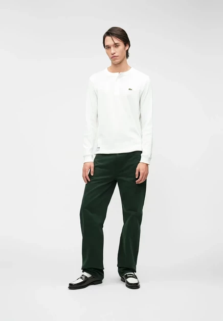 Мужской лонгслив Lacoste с воротником поло, молочный