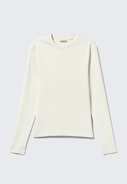 Мужской лонгслив Weekday Ribbed, белый