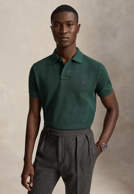 Polo Ralph Lauren CUSTOM SLIM FIT INDIGO MESH POLO SHIRT - Polo shirt - antique cream/c7114 scotch pine heather