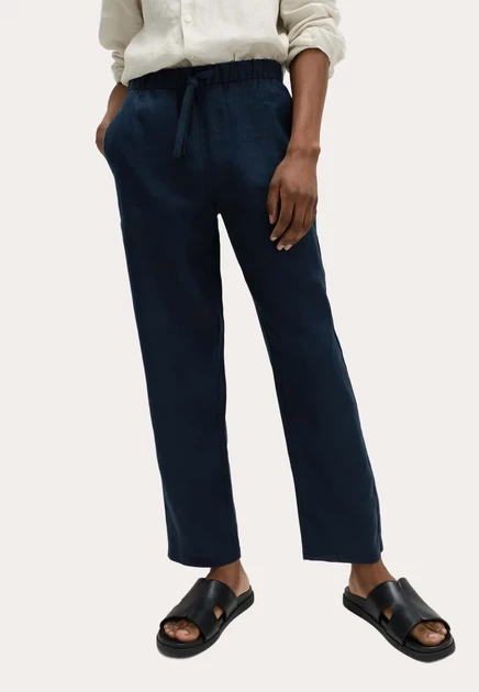 Мужские льняные брюки Marks & Spencer, темно-синие