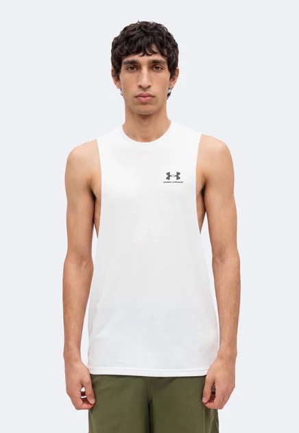 Мужская майка Under Armour Cut Off Tank, бело-черная
