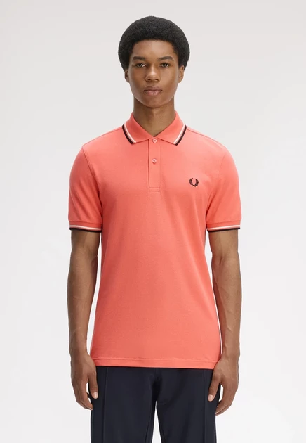 Мужское поло Fred Perry Twin Tipped, кремово-черное