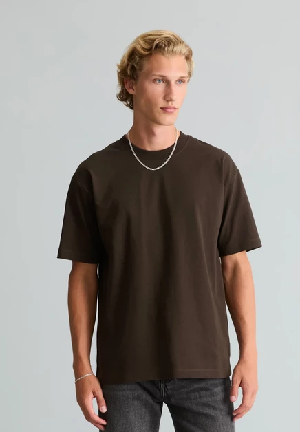 Marc O'Polo DENIM T-SHIRT, SSL, RELAXED FIT - Basic T-shirt - grapejuice chocolate brown