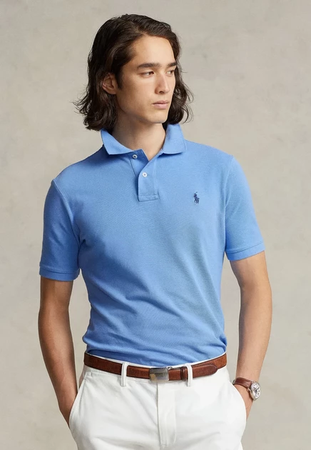 Мужское поло Polo Ralph Lauren Slim Fit, сине-голубое