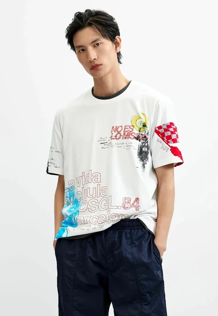Мужская футболка Desigual Graphic Print, белая
