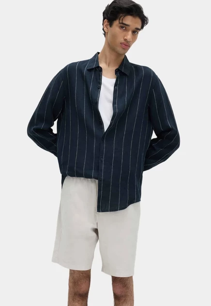 Мужская льняная рубашка Marks & Spencer, синяя
