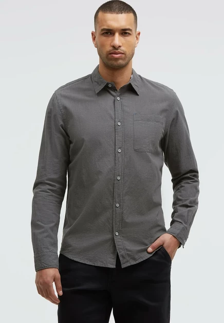 CAMP DAVID GESTREIFTES LANGARMHEMD MIT FLAMMGARNSTRUKTUR - Shirt - french grey pure anthra