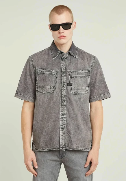 Мужская рубашка G-Star SLANTED DOUBLE POCKET, серая