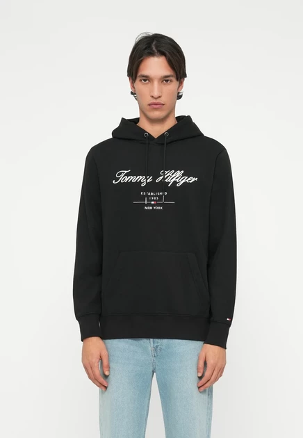 Мужское худи Tommy Hilfiger Script Logo, белое с черным
