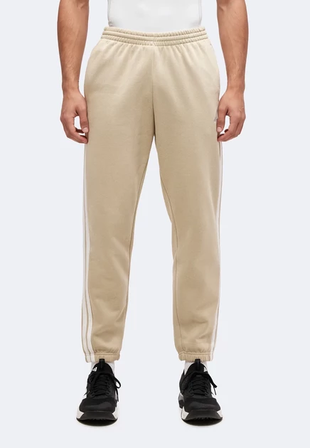 adidas Sportswear ESSENTIALS 3 STRIPES TAPERED CUFFED PANTS - Tracksuit bottoms - team navy blue 2/white khaki three/white