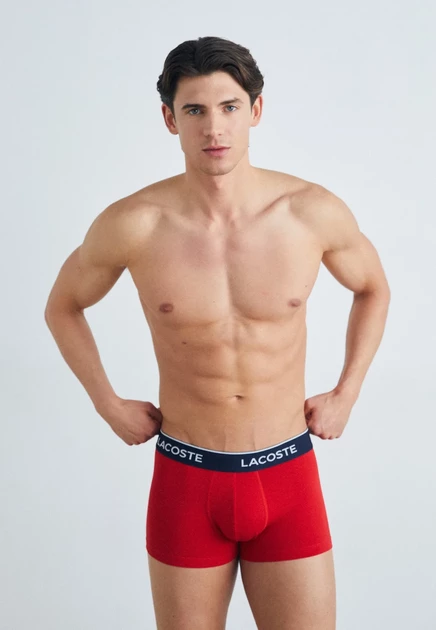 Lacoste PACK DE 3 BOXERS COURTS - Trunks - black/white/silver chine bleu marine   rouge   bleu marine-w