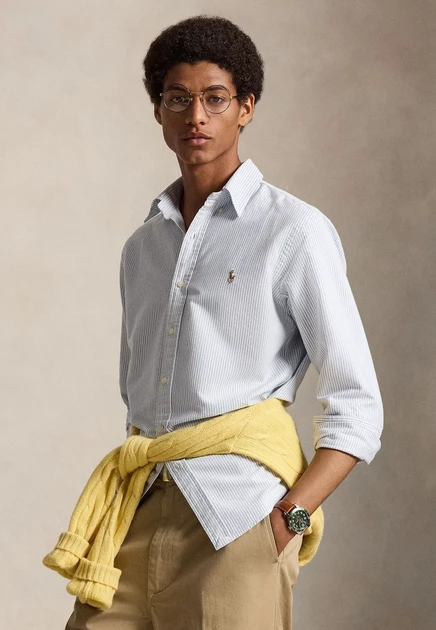 Мужская рубашка Polo Ralph Lauren Custom Fit, сине-белая
