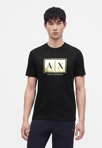 Мужская футболка Armani Exchange BLACK GOLD, черно-золотая