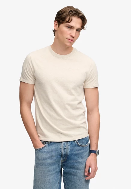 Superdry & Co SUPERDRY ESSENTIAL COMPANY LOGO EMBROIDERED T-SHIRT.. - Basic T-shirt - eclipse navy navy pumice marl yellow cream