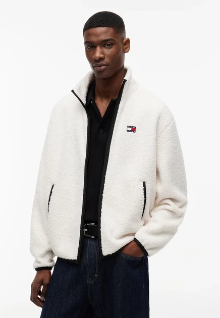 Мужская флисовая куртка Tommy Jeans Badge, кремовая