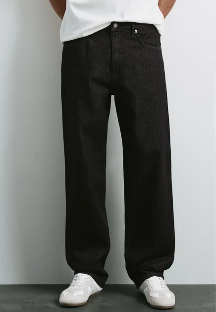 PULL&BEAR STRAIGHT-FIT DENIM TROUSERS - DENIM TROUSERS - Straight leg jeans - light-blue denim black