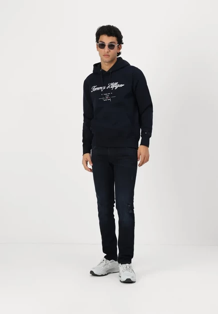 Мужское худи Tommy Hilfiger Script Logo, небесно-голубое