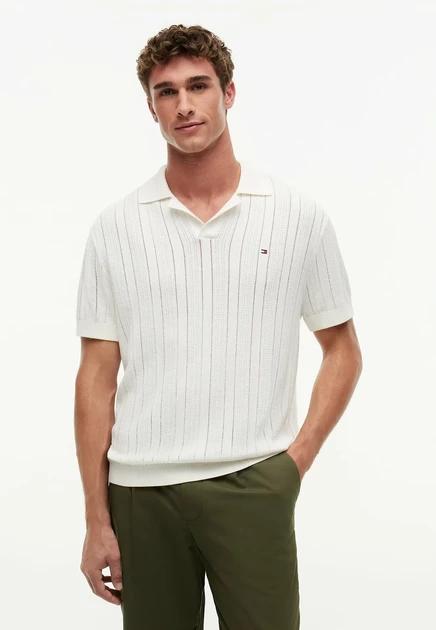 Мужское поло Tommy Hilfiger, цвета слоновой кости