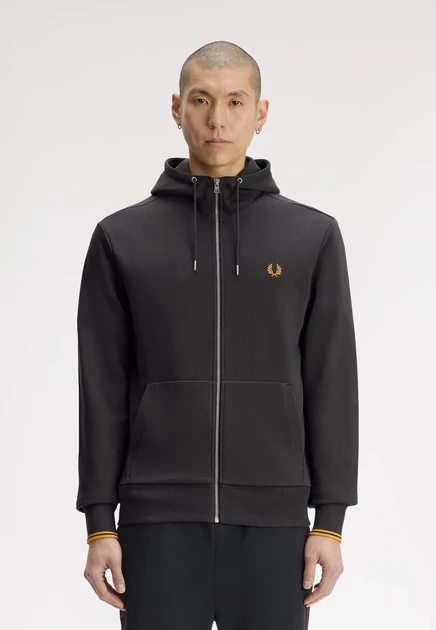 Мужское худи Fred Perry на молнии, серо-золотое