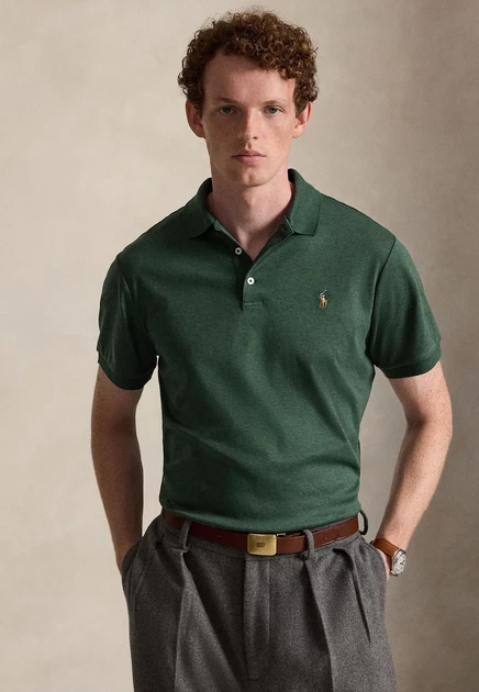 Мужское поло Polo Ralph Lauren Custom Slim Fit, бежевое