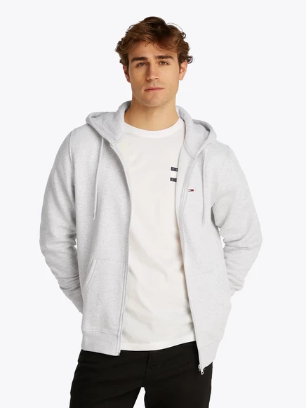 Мужское худи Tommy Jeans Flag Zip Thru, серое