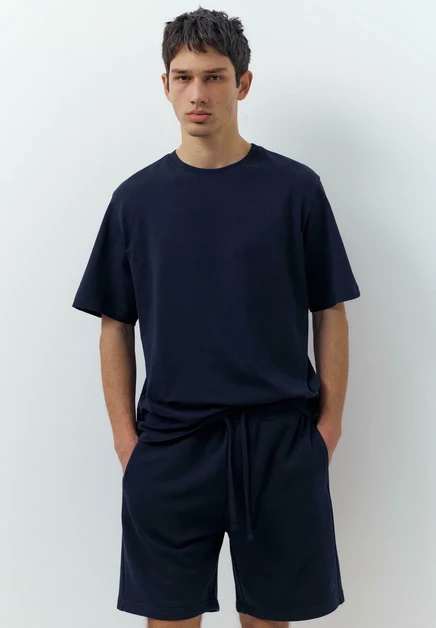 Мужской комплект Pull&Bear Basic, футболка и шорты, синий