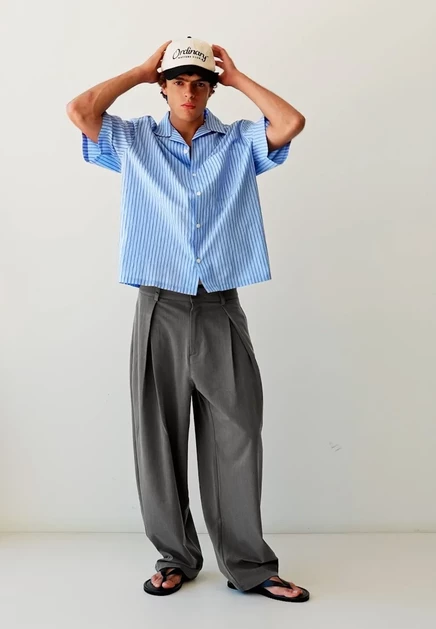 Мужские брюки Bershka Tailored Baggy, тёмно-серые