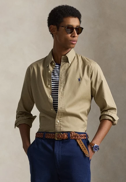 Мужская рубашка Polo Ralph Lauren Custom Fit, бежевая