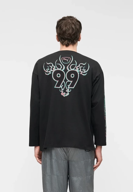 Лонгслив Puma Oversized Graphic, унисекс, черно-белый