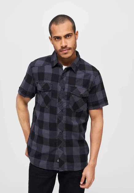 Мужская рубашка Brandit Checkshirt, черно-серая