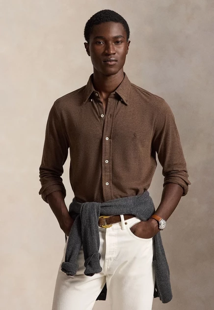 Polo Ralph Lauren FEATHERWEIGHT SHIRT - Shirt - white nutmeg brown heather