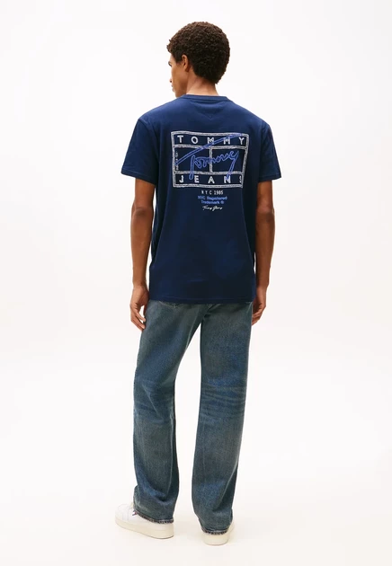 Мужская футболка Tommy Jeans Signature Logo, темно-синяя