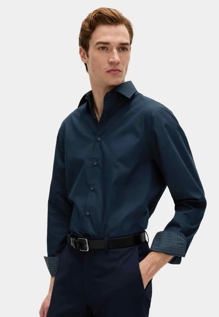 Мужская рубашка Marks & Spencer, темно-синяя